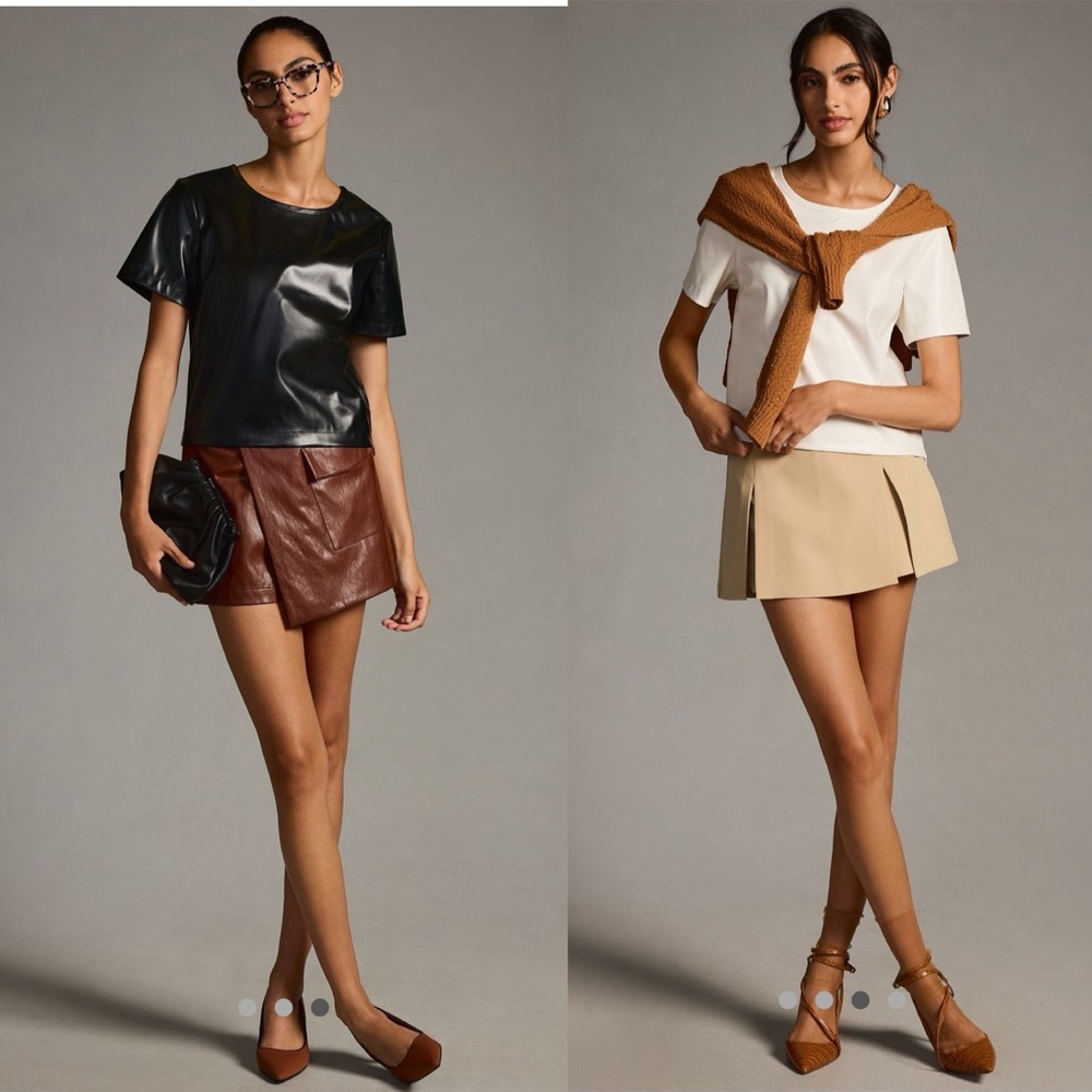 Anthropologie Two Faux Leather Tops with side zipper